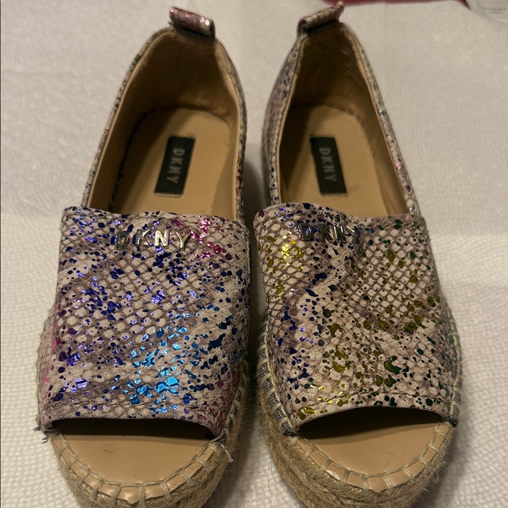DKNY Multicolor Sequin Espadrille Wedges